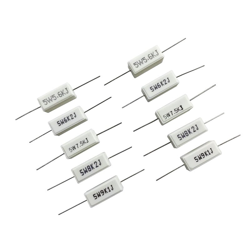 MOKMMKIT 30 Values 60 Pieces Ceramic Cement Resistor KIT 5W Resistance 5 Watt ±5% Power Resistors (100 ohm-100K ohm） - Image 3